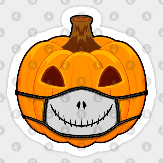 Pumpkin Halloween with Jack mask Sticker by Prescillian Art